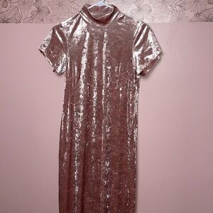 Revolve Enza Costa Velvet Mockneck Midi Dress M Plastic Pink